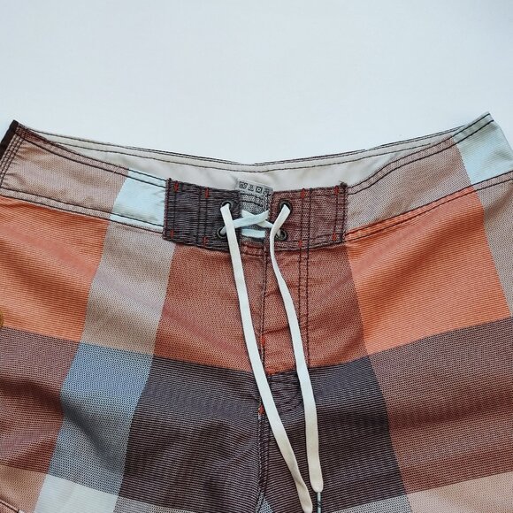 Billabong board shorts men's size 36 orange brown plaid with graphic design - Picture 2 of 10